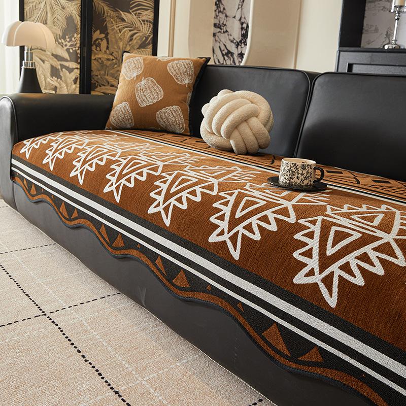 

Retro Chenille Special-Shaped Leather Sofa Cushion New Four-Season Universal High-End One-Piece Straight-Row Seat Cushion Towel 90*70cm