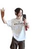 Pure cotton American white short-sleeved t-shirt women's summer new fat MM loose large size design sense niche half-sleeved top