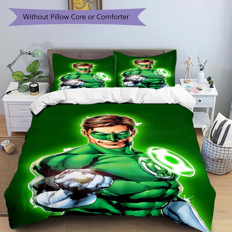 3pcs Green Lantern Ring Cover Set,Soft Comfortable Duvet Cover,Guest Room (1*Duvet Cover + 2*Pillowcases, Without Core) yy251024140