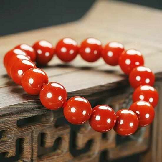 Liangshan Persimmon Flame Red NanHong Agate 108-Bead Bracelet 8mm Bracelet