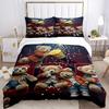 3pcs Anime Teddy Bear Popcorn Movie Night Bedding Set - Includes One Quilt Cover and Two Pillowcases (No Core) - Perfect for Bedroom and Gue