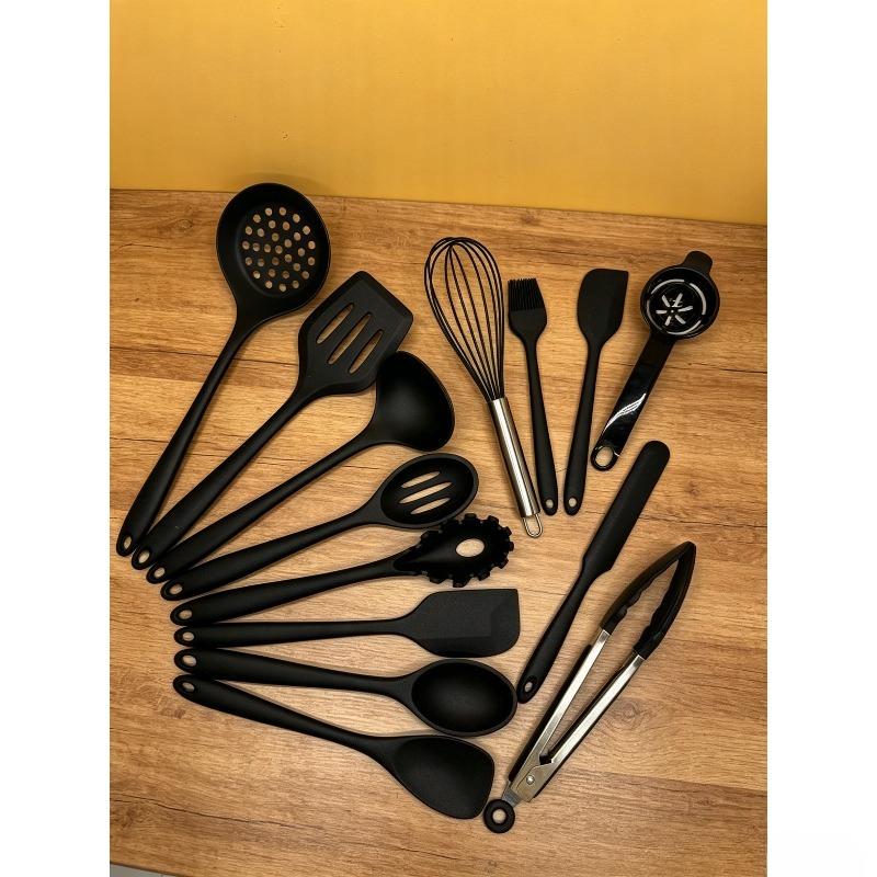 Silicone soup spoon, spatula set of 14 pieces - non-stick pan, food-grade, high-temperature resistant silicone kitchenware set