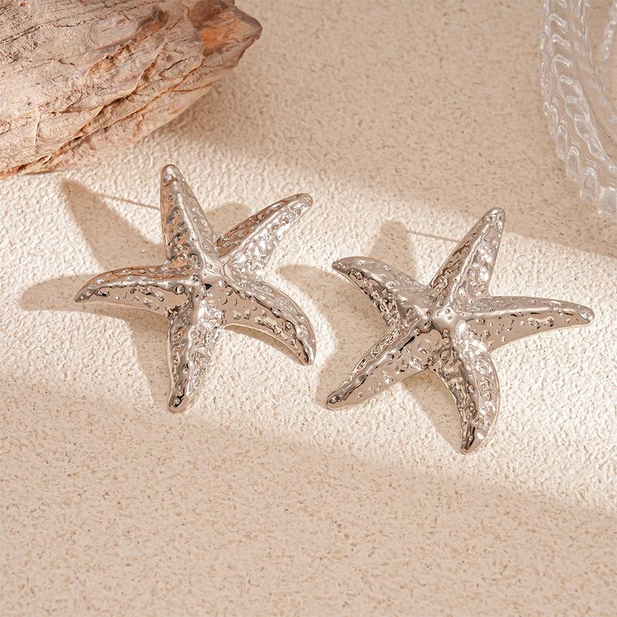 Seaside vacation wind starfish ocean series silver needle earrings summer personality niche temperament necklace bracelet earrings women