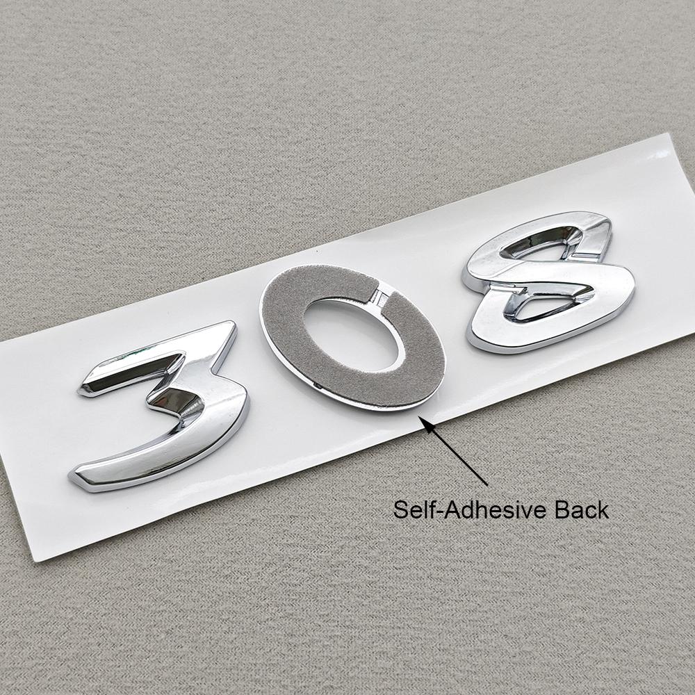 3D ABS Car Badge New 308 Letters Logo Emblem Chrome Black Rear XNBS5 Trunk Sticker Accessories For Peugeot 308 SW GT Line GTI T9 T7 P5