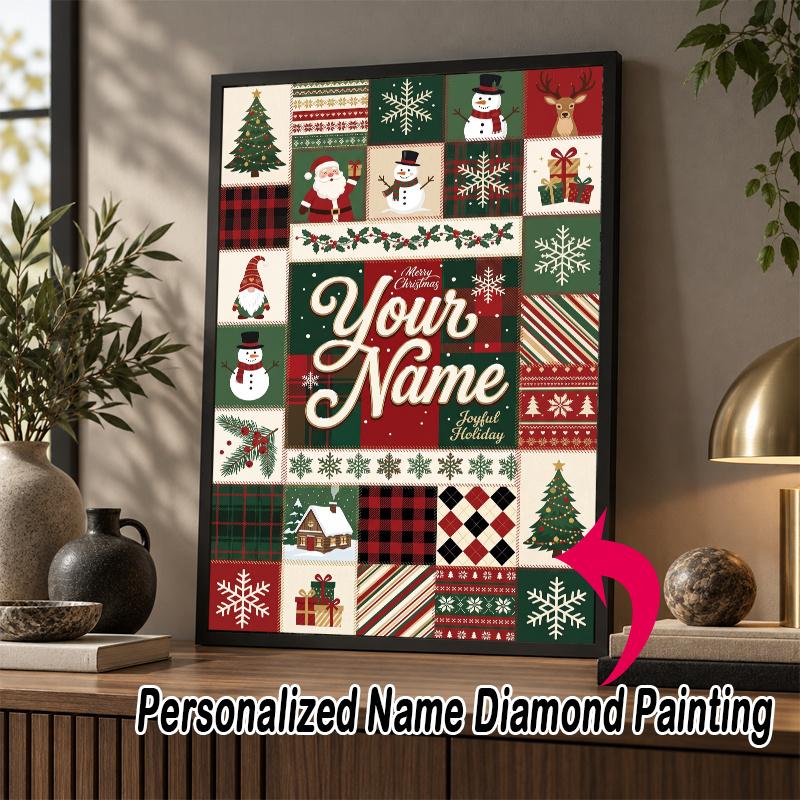 Custom Name Christmas 5D Diamond Painting Personalized Full Drill Diamond Art Kit Gift