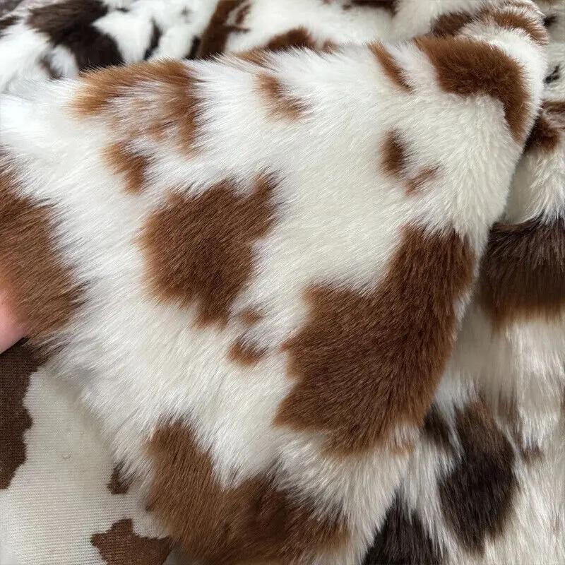 Deer Animal Leopard Printing Plush Imitation Mink Fur Fabric for DIY Coats Toys