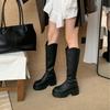 Small Tall V-heel Long Knight Boots Women's Inner Height Increase Thick Sole Black Thin But Knee Versatile Fashion Boots Women