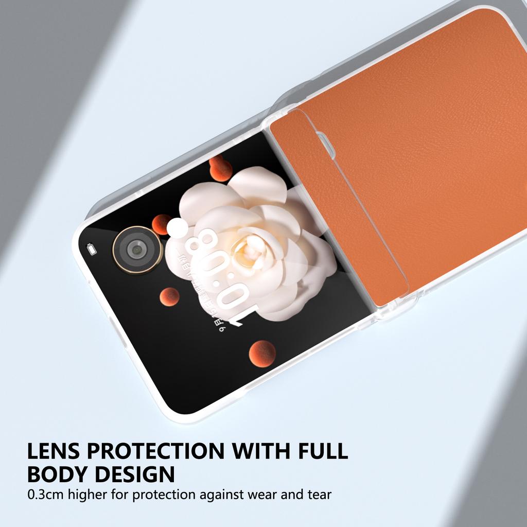 For Honor Magic V Flip 5G Case Hinge Protection Leather+PC Phone Cover Matte Edge