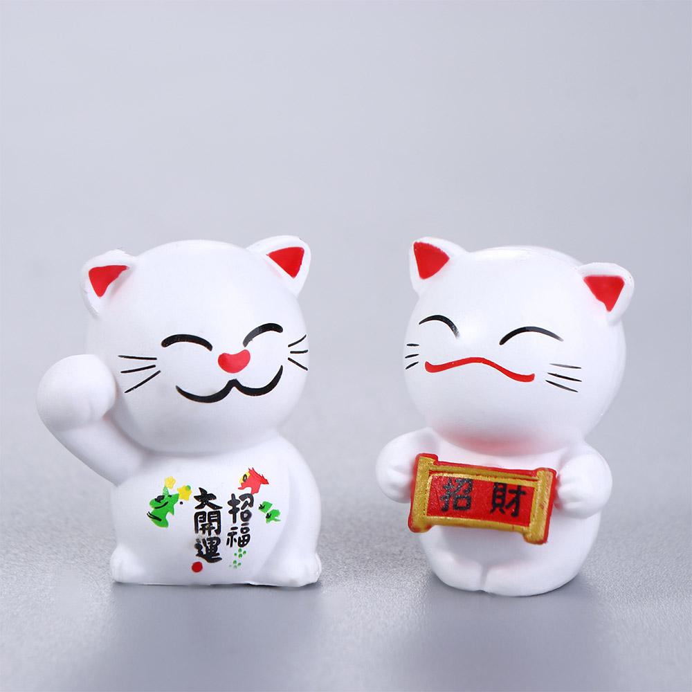 Lucky Cats Feng Shui Micro Landscape Figurine Miniatures Fairy Garden Decor Dollhouse Ornament