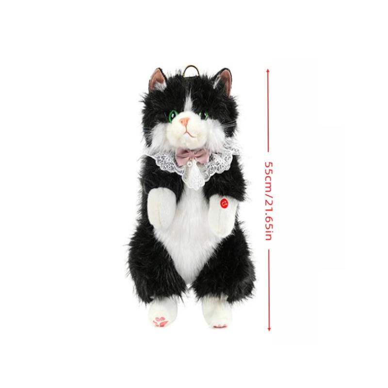 1Pcs Lolita Cartoon Personality Backpack With Sound Women Cat Plush Doll Small Capacity Daypack Cute Realistic Ragdoll Backpack