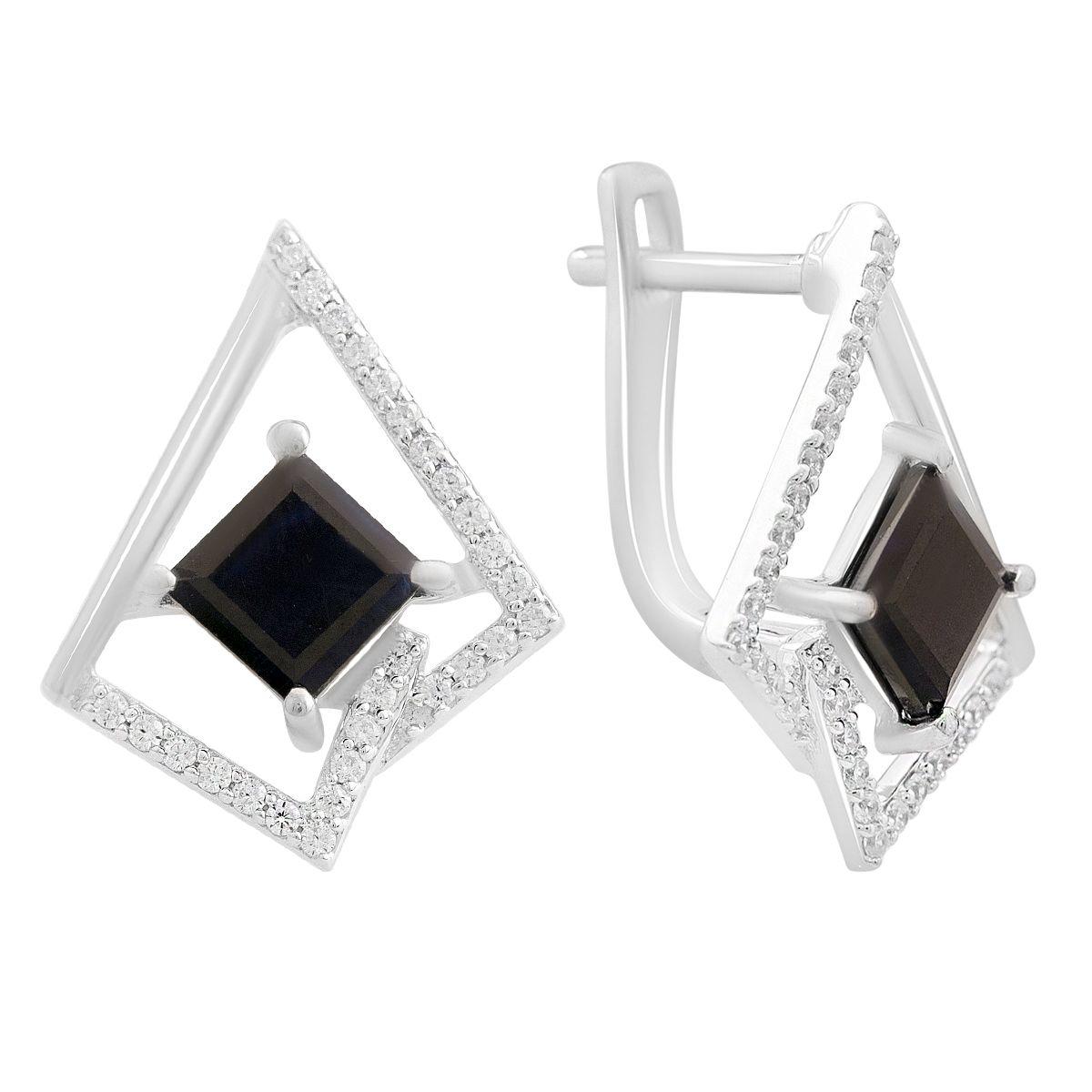 

Серебряные серьги с натуральным сапфиром 3.344ct, фианитами (2202622) сапфіровий