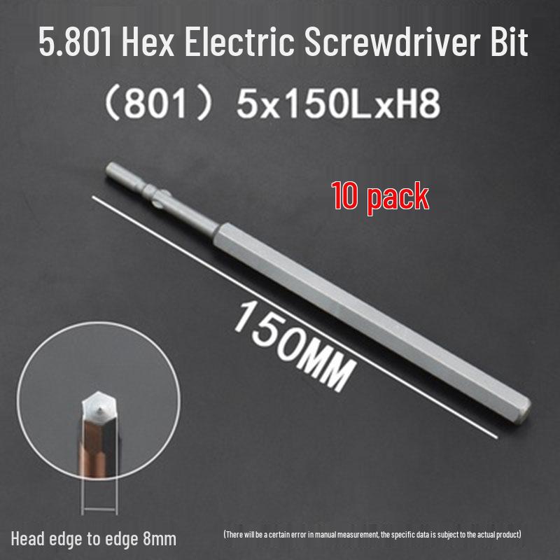 Extended Hexagonal S2 Steel Electric Screwdriver Bit with 5mm/6mm Shank