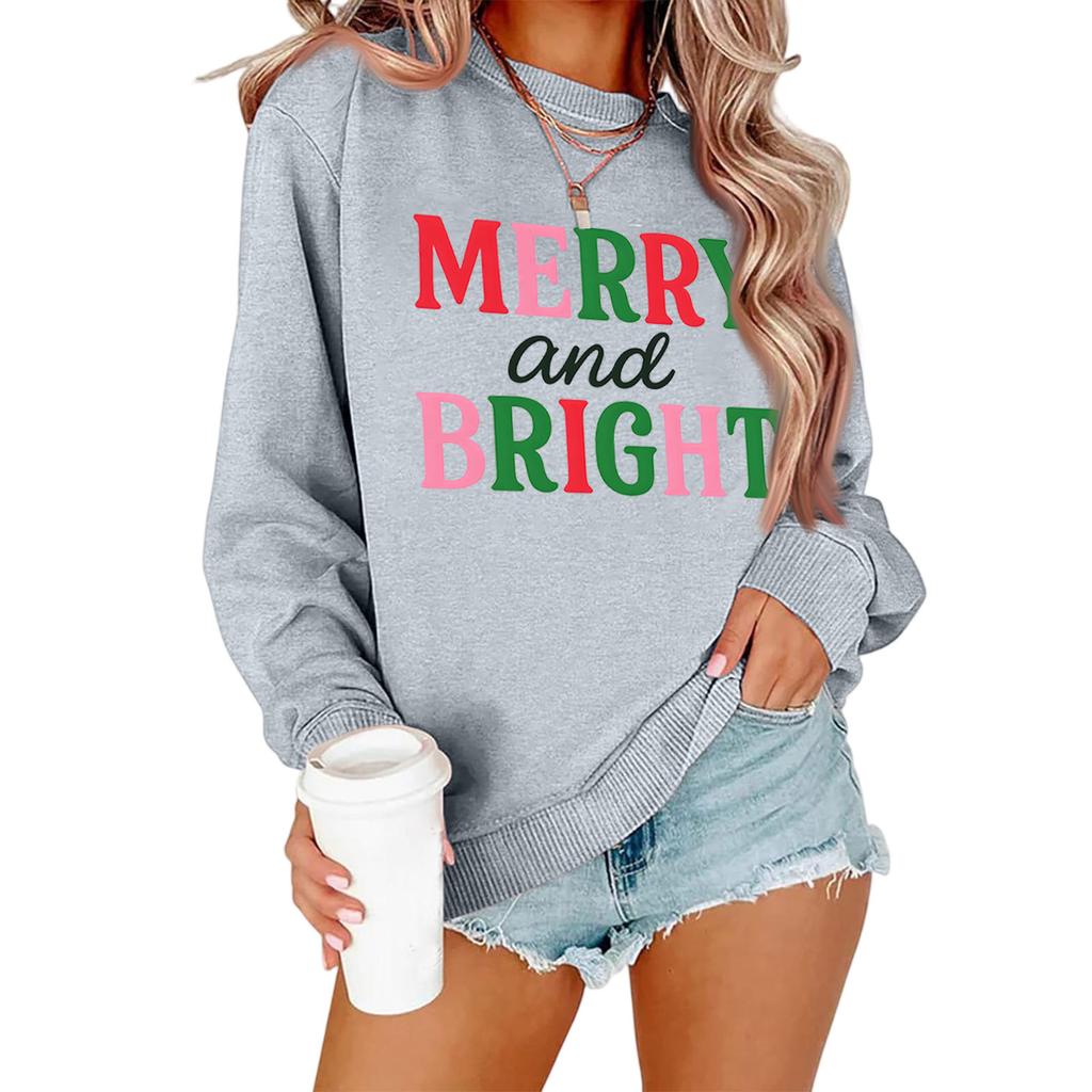 Damen Locker Bequem Lässig Modisch Charakterdruck Rundhals Langarm Sweatshirt