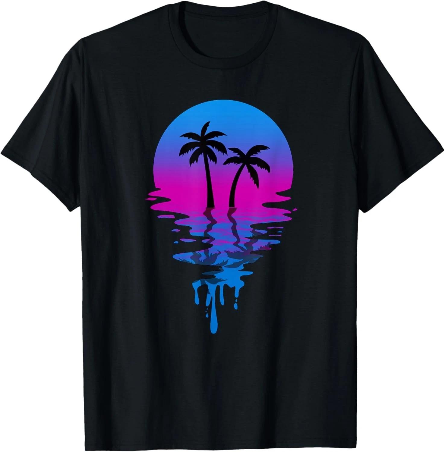Vintage Retro Sunset Palm Tree Gift Unisex T-Shirt XL