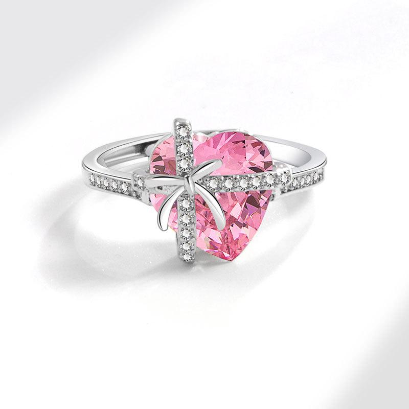 Luxury Zircon Heart Irregular Index Ring For Women Fashionable Versatile High End Jewelry Accessory