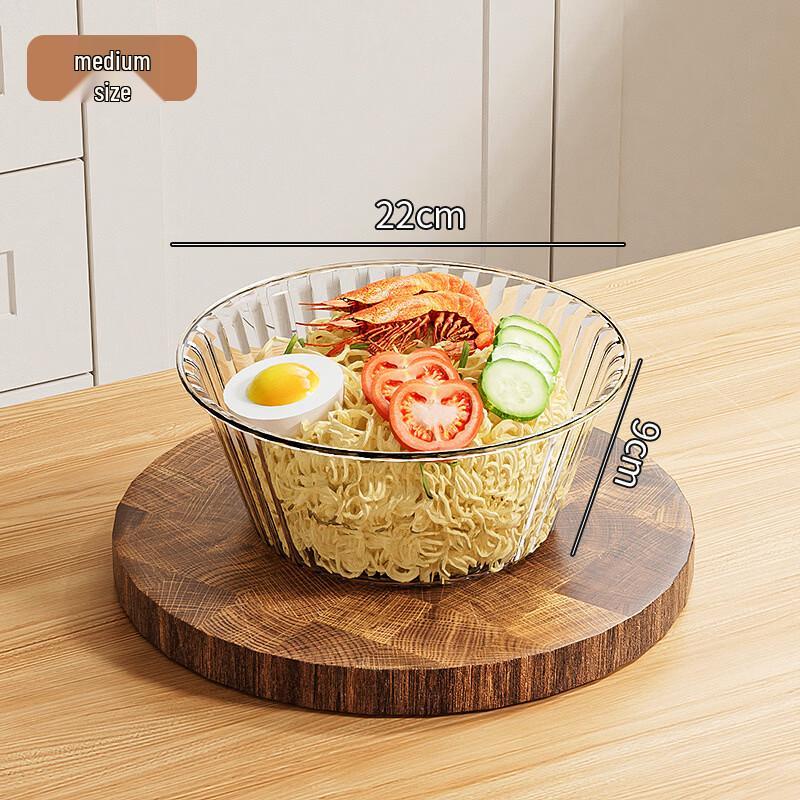 Thickened Striped Transparent Plastic Salad Bowl