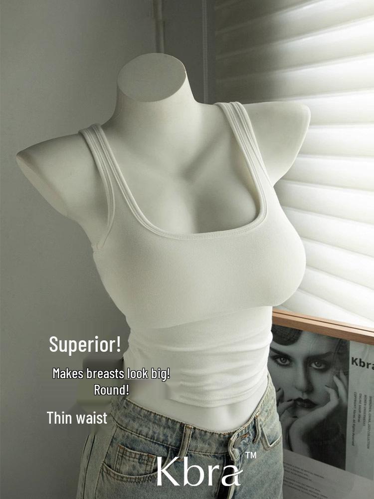 

Женский летний жилет Kbra для расширения груди с подушечками – Приталенный крой, Увеличивает маленькую грудь, Носить как внутренний или внешний слой Large белый