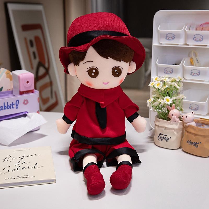 Cute princess dress doll couple wedding cartoon doll plush toy press bed happy baby pair wedding gift