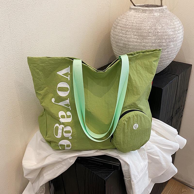 

Casual foldable canvas bag Korean lazy style underarm bag 2025 new simple nylon cloth tote bag зелёный