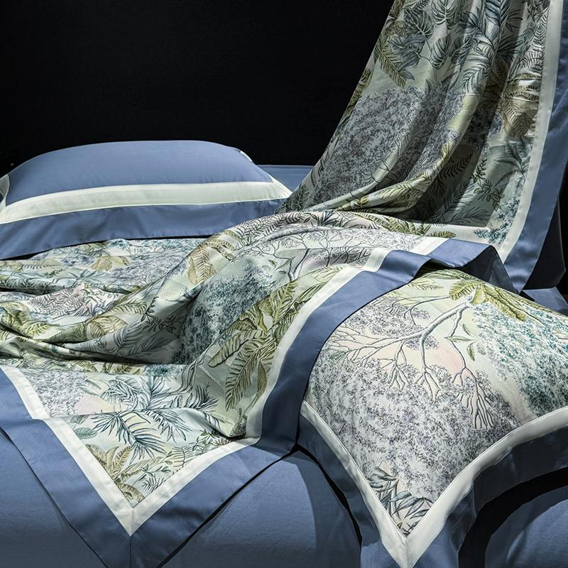 1000TC Egyptian Cotton Luxury Plants Flowers Digital Printing Bedding Set 1 Duvet Cover Set, 1 Fitted/Flat Sheet, 2 Pillowcases