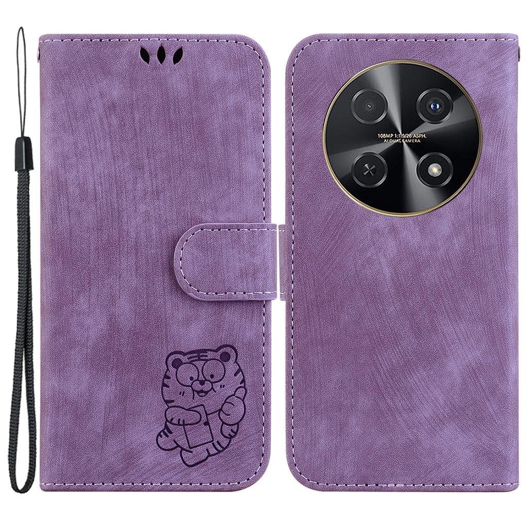 For Huawei Nova 12i 4G Leather Wallet Case Cute Tiger Imprint Phone Cover