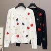 Autumn Women Designer Embroidery Heart Single Breasted Knitted Sweater Coat Jacket