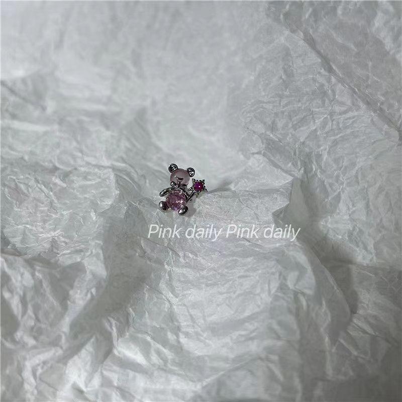 Pink love earbone stud set series niche design mini cute earbone stud earrings