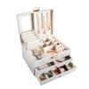 Elegant Three-Layer Leather Jewelry Box - Necklace, Earrings & Accessories Storage