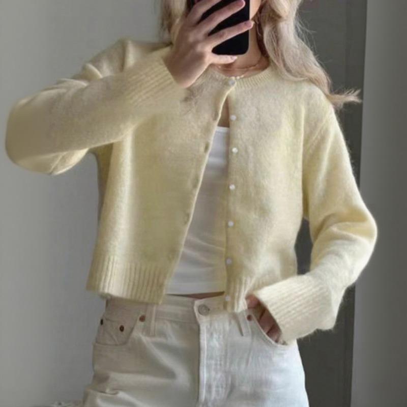 Casual Simple Solid Color Long-sleeved Jacket and Sweater for Women's Autumn and Winter 2025