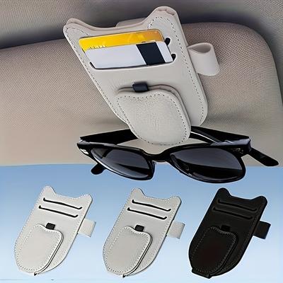 Magnetic Car Glasses Clip Sun Visor Sunglasses Holder Multifunctional PU Eyeglasses Hanger Portable Ticket Card Clip Auto Parts