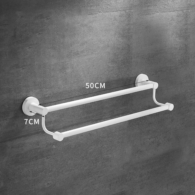 White Aluminum Bathroom Towel Rack Wall-mounted Single/Double Towel Rod Toilet Towel Storage Rack Bathroom Accessories