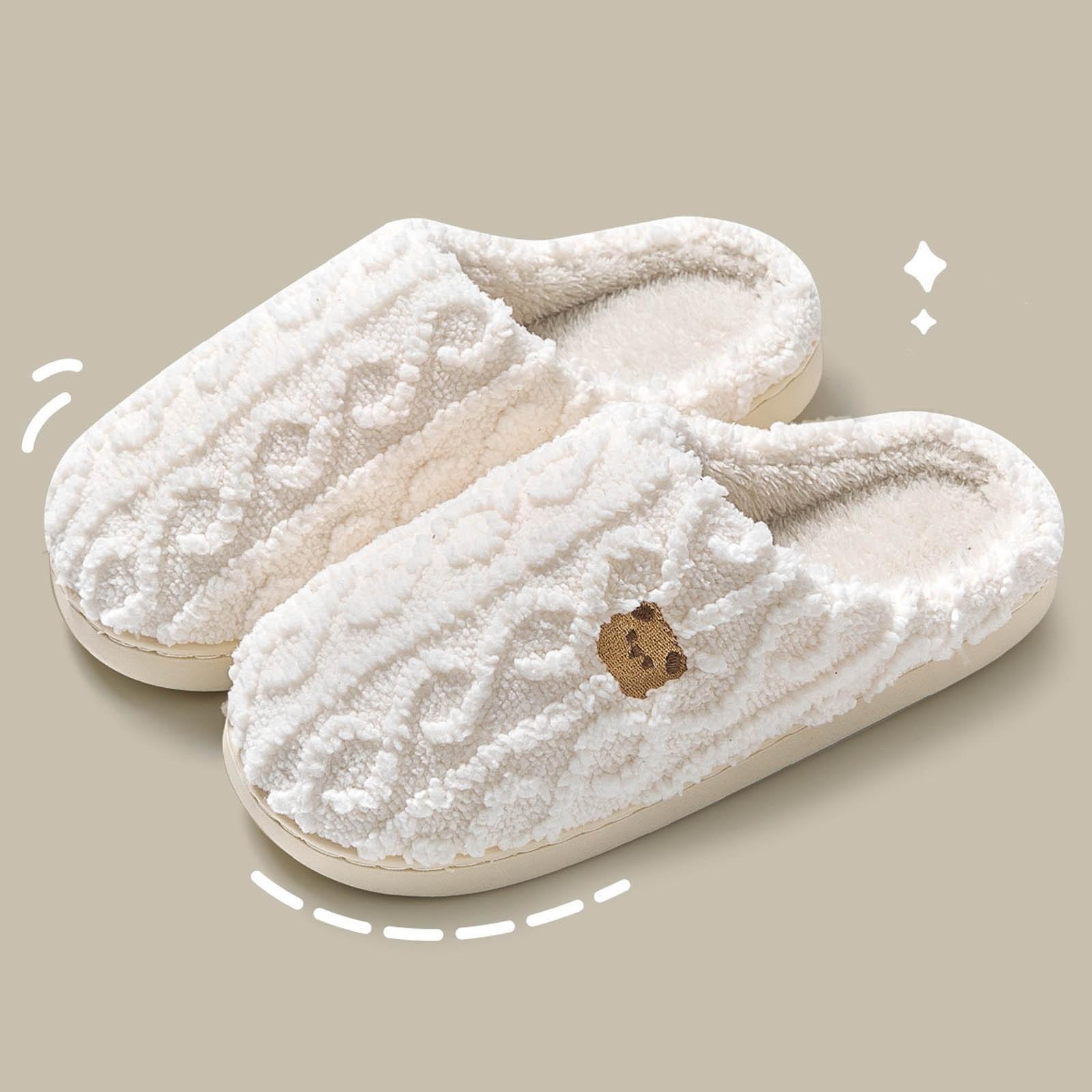 

Women Indoor Slippers S Soft Bear Pattern Plush Slippers Cute & Insulated Slippers for Women with Arch Support And Memory Foam 38 білий