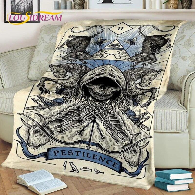 Gothic Ouija Tarot Čarodějnictví Horor Lebka Deka, Flanelová deka pro Halloween Ložnice Pohovka Pohovka Piknik Turistický obal Dárek
