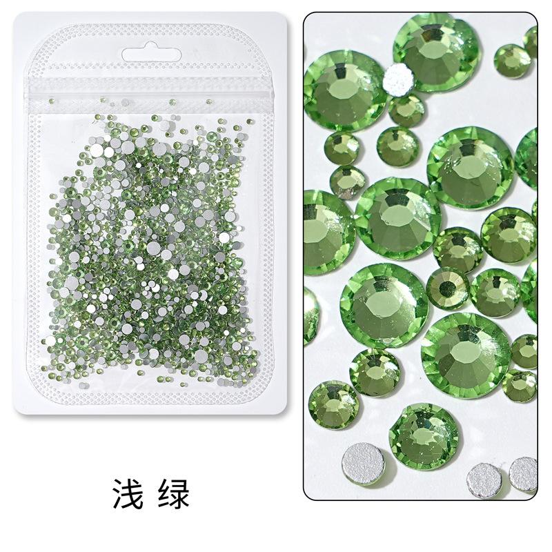 1440 buc, Un pachet întreg de manichiuri colorate, Diamante cu fund plat, Burghie din sticlă de cristal nu pot cădea de pe fund, Bijuterii cu diamante rotunde cu dimensiuni mixte.