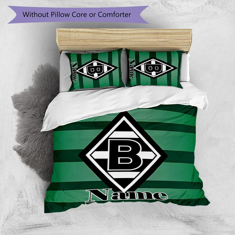 3pcs Custom Name Borussia Mönchengladbach Bedding Set Duvet Cover Closure Includes 1 Duvet Cover & 2 Pillowcases for All Seasons Bedroom Decor