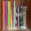 Storage Rack Transparent Acrylic Straw Holder with Drain Hole Adjustable Height Adhesive Tape Straw Organizer