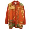 80s 90s Italian Silk Old Scarf Pattern Long Sleeve Knit Cardigan M Women Used