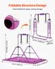 Gymnastic Bars for Kids, 63.5 Kg Capacity Folding Training Kip Bar with Mat, Adjustable Height Gymnastic Horizontal Bar for Home, Training Equipment