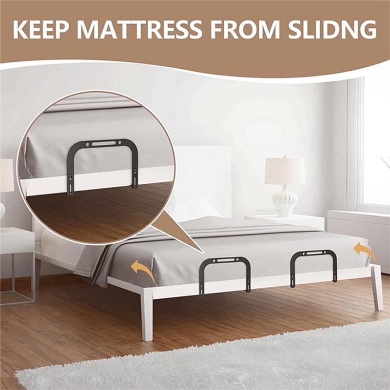 2Piece Anti Non Slip Mattress Retainer Bar Holder In Place Mattress Slide Stoppers Metal Bed Gripper To Prevent Black Metal