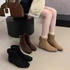 Square head suede versatile thick heel thin boots short boots women's autumn and winter velvet 2025 new Martin boots Korean ankle boots