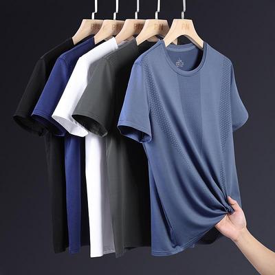 Men’s Trendy Ice Silk Quick-Dry Short-Sleeve T-Shirt - Loose Fit, All-Match, Large Size Casual Wear