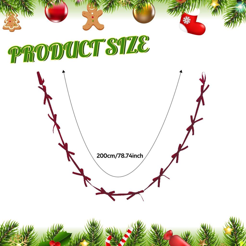Weihnachts Schleifen Banner Dekoration 78,74 Zoll Hintergrund Hängende Schleife Girlande für Zuhause Wand Esszimmer