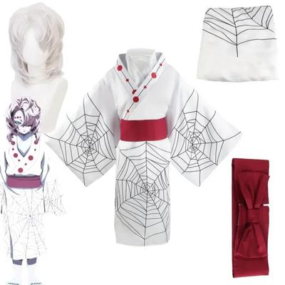 New Anime Demon Slayer Kimetsu No Yaiba Spider Oni Ayaki Rui Cosplay Unisex Kimono Full Set Halloween Carnival Costumes