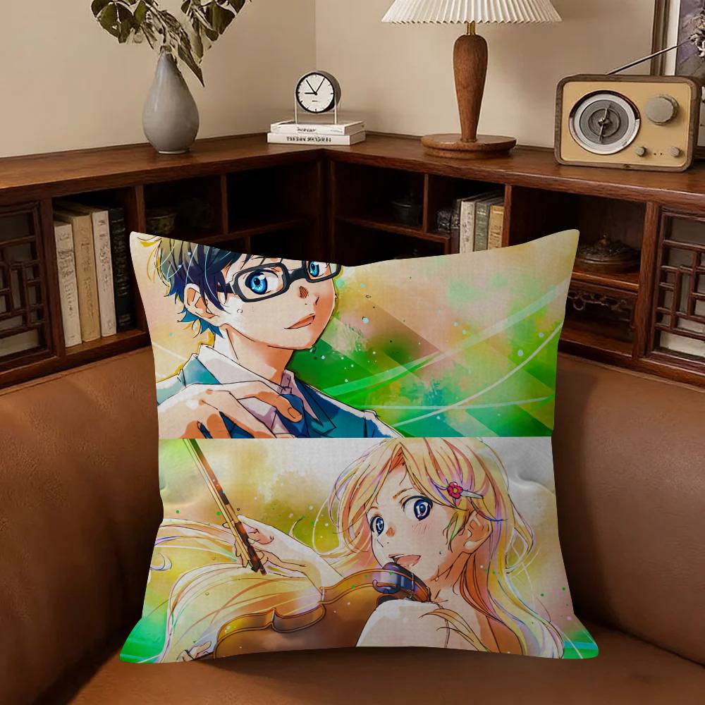 Anime Your Lie in AApril Movie  Pillow Anime Pillow Sofa Bed Head Pillow Cover Cushion Cover Fashion