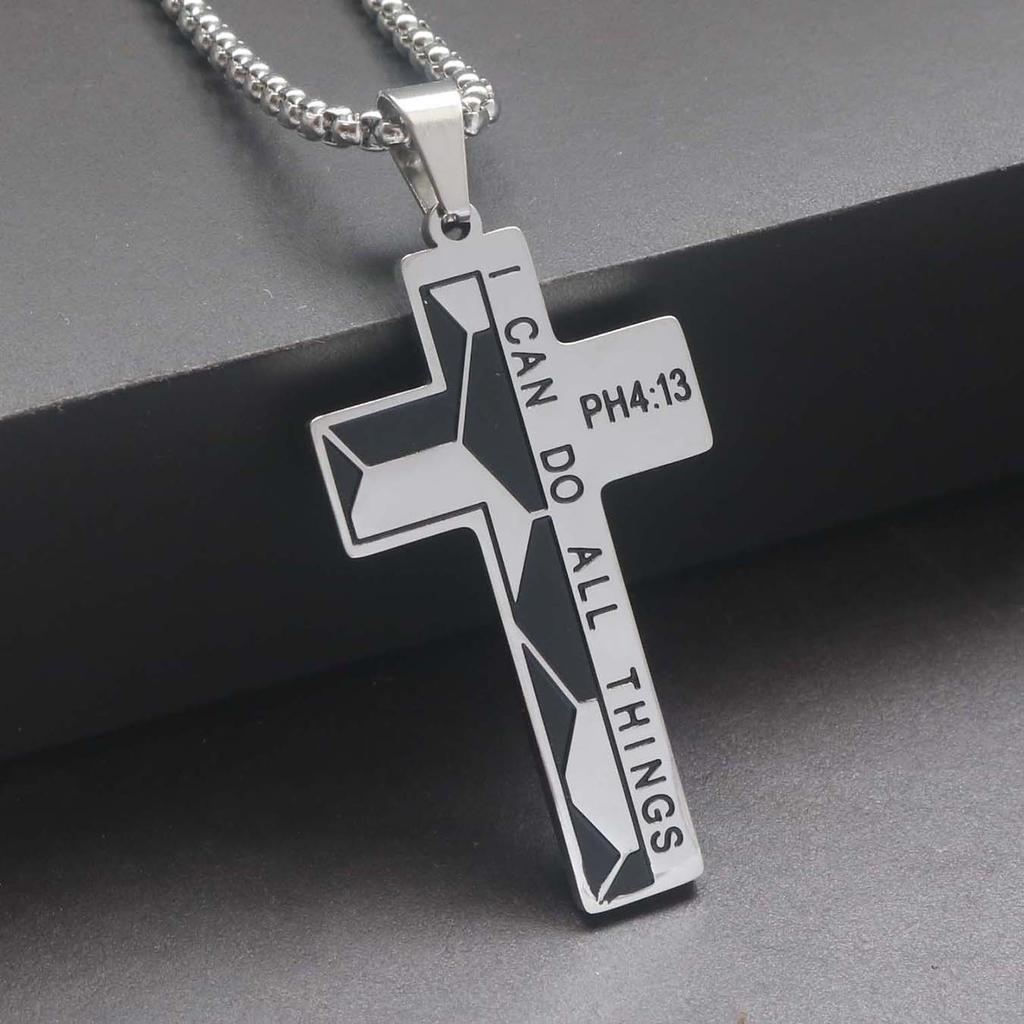 Collier Homme Spiritual Male Minimalism Stainless Steel Necklace Man's Jesus Cross Necklace for Man Collar Hombre