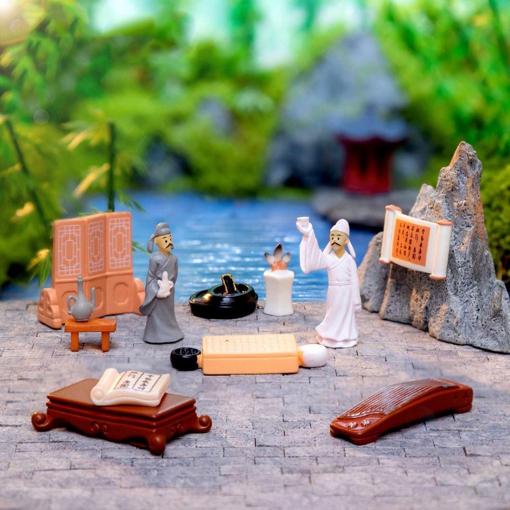 

Resin Poetry Books Micro Landscape Ancient Style Miniature Poet Ornaments for Bonsai Decor Style 1