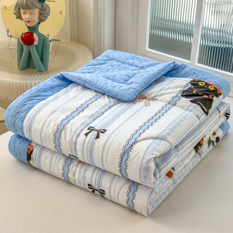 KDJEIKZ New Washable Cotton 3D Quilted Bean Blanket With Soybean Fiber Can Be Machine Washable Lightweight Luxury Cover Blanket