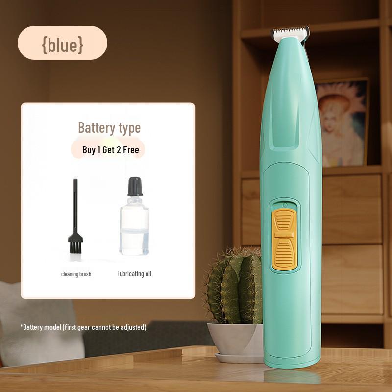 Rechargeable Pet Paw & Hair Trimmer - Safe Rounded Edge, Low Noise, Vibrating Electric Clipper with Light
