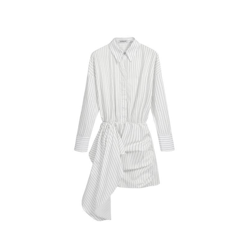 2026 Spring/Summer Women's Striped Shirt Dress - Casual, Fashionable, Bodycon Design