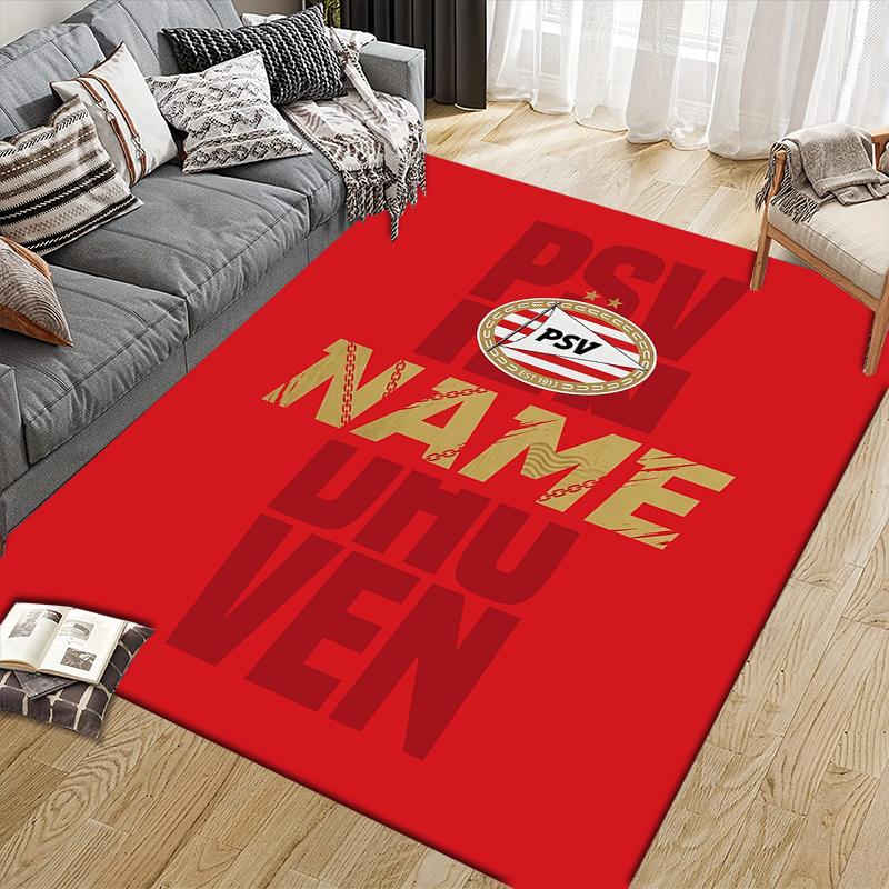 Custom Name,PSV Eindhoven Home Sofa Decoration for Living Room & Bedroom, Non‑Slip Play Flannel Floor Mat for Game Room